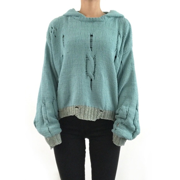 Umgee Sweaters - Umgee Womens Seafoam Hooded Soft Chenille Sweater